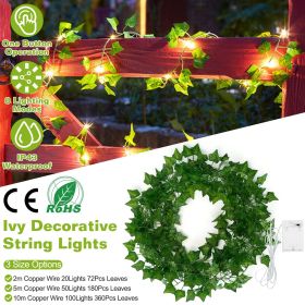 Artificial Ivy Battery Powered String Lights 360Pcs Leaves 100Pcs LED Beads Fake Leaf Fairy Lamps DIY Decorative Night Light For Wedding Kitchen