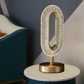 Ovated Modern LED Table Lamp Plug in Desk Lamps for Living Room Ring Shape in Gold