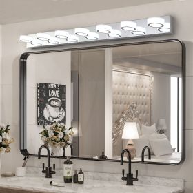 Modern 7-Light LED Vanity Light Fixture - Chrome Finish with Acrylic Light Shades - Energy-Efficient Bathroom Wall Sconce - Dimmable, 52.2-Inch L