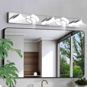 Modern 5-Light LED Vanity Light Fixture - Chrome Finish with Acrylic Light Shades - Energy-Efficient Bathroom Wall Sconce - Dimmable, 37-Inch Len