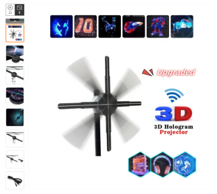 3D Hologram Fan, 52cm 3D Hologram Projector HD LED Holographic Christmas Tree Advertising Display with Remote Bluetooth WiFi