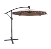 W65642335  Outdoor Dew Table Lamp Solar Umbrella 10 ft Solar Light Umbrella LED Lighting Umbrella 8 rib umbrella crank / Cross Base Lemon Green Solar